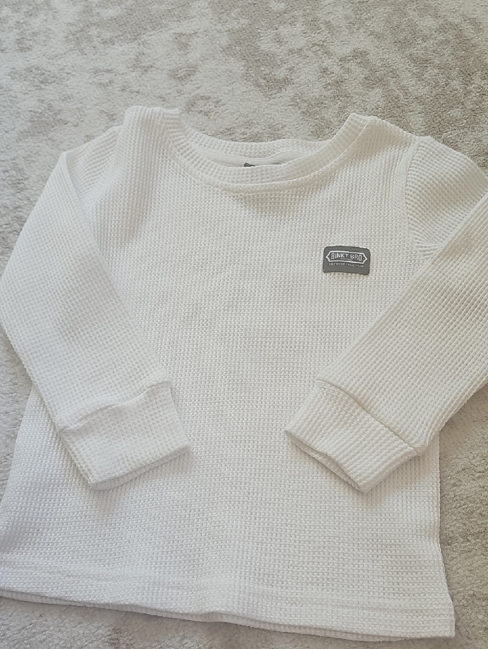 White Waffle Knit Long-Sleeve Top -